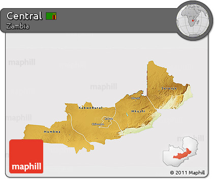 Physical 3D Map of Central, cropped outside