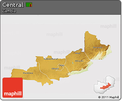 Physical 3D Map of Central, cropped outside