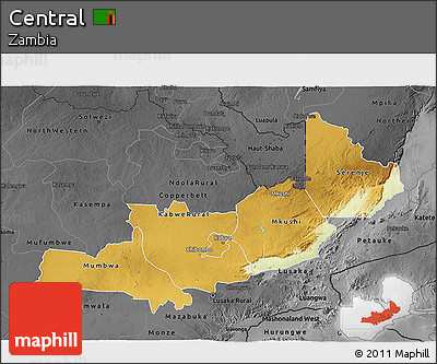 Physical 3D Map of Central, darken, desaturated