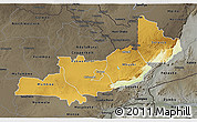 Physical 3D Map of Central, darken, semi-desaturated
