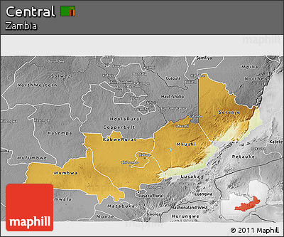 Physical 3D Map of Central, desaturated