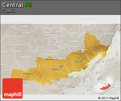 Physical 3D Map of Central, lighten, semi-desaturated