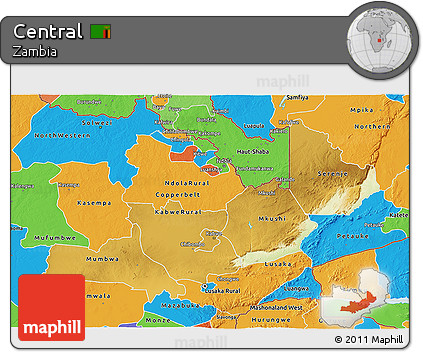Physical 3D Map of Central, political outside