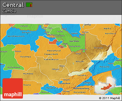 Physical 3D Map of Central, political outside