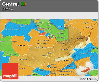 Physical 3D Map of Central, political outside