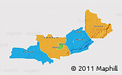 Political 3D Map of Central, cropped outside