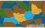 Political 3D Map of Central, darken