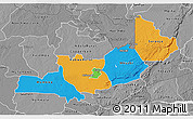 Political 3D Map of Central, desaturated