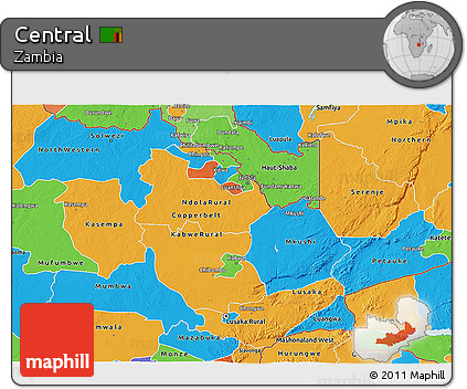 Political 3D Map of Central