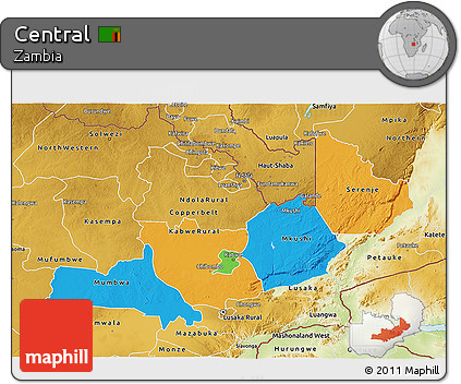 Political 3D Map of Central, physical outside