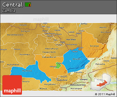 Political 3D Map of Central, physical outside