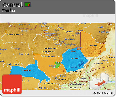 Political 3D Map of Central, physical outside