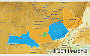 Political 3D Map of Central, physical outside