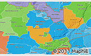 Political 3D Map of Central, political shades outside