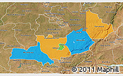 Political 3D Map of Central, satellite outside