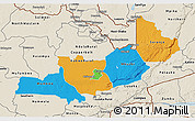 Political 3D Map of Central, shaded relief outside