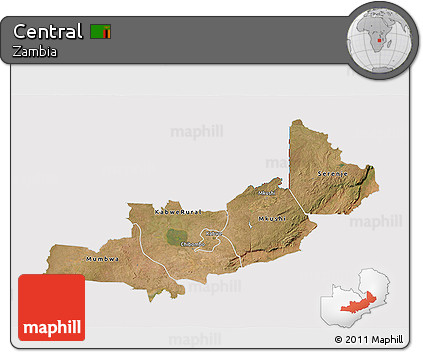 Satellite 3D Map of Central, cropped outside