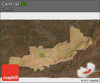 Satellite 3D Map of Central, darken