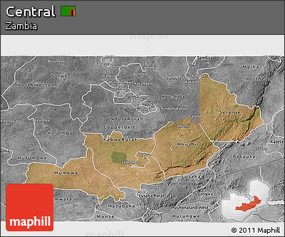 Satellite 3D Map of Central, desaturated