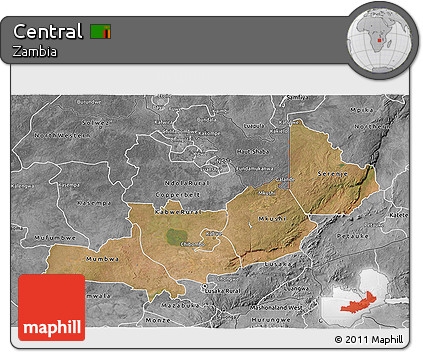 Satellite 3D Map of Central, desaturated