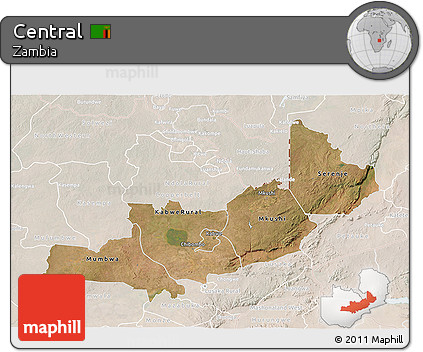 Satellite 3D Map of Central, lighten
