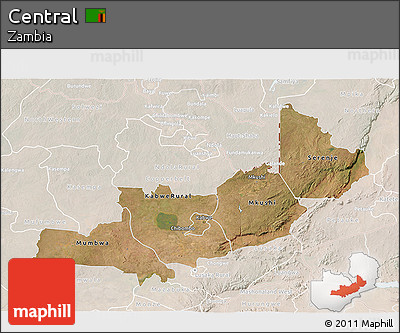Satellite 3D Map of Central, lighten