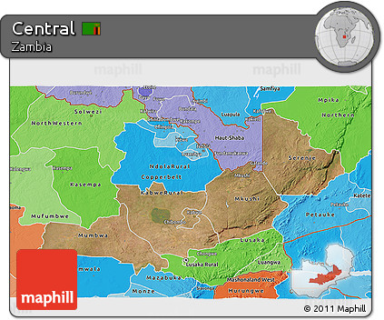 Satellite 3D Map of Central, political shades outside