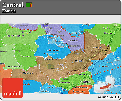 Satellite 3D Map of Central, political shades outside