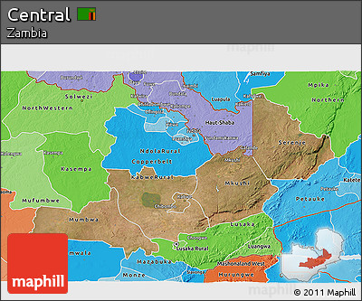 Satellite 3D Map of Central, political shades outside