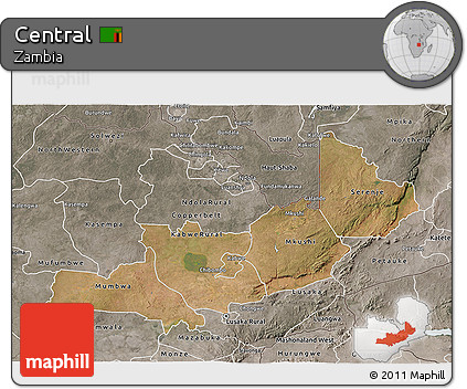 Satellite 3D Map of Central, semi-desaturated