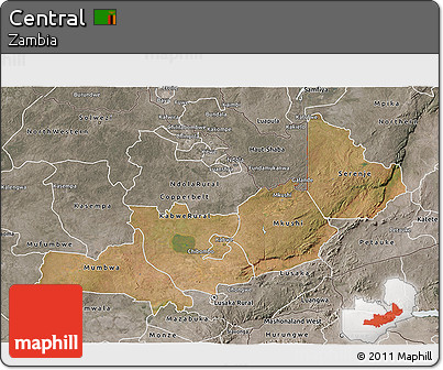 Satellite 3D Map of Central, semi-desaturated