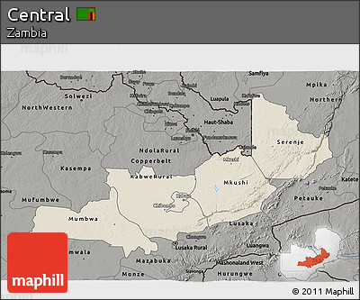 Shaded Relief 3D Map of Central, darken, semi-desaturated