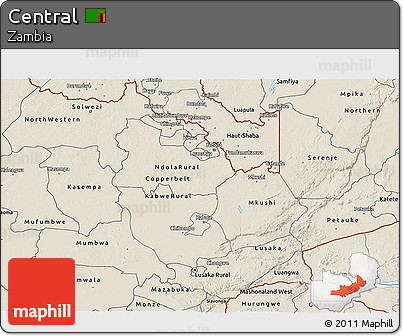 Shaded Relief 3D Map of Central