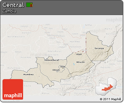 Shaded Relief 3D Map of Central, lighten