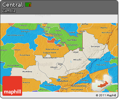Shaded Relief 3D Map of Central, political outside