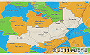 Shaded Relief 3D Map of Central, political outside