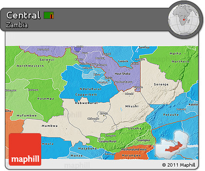 Shaded Relief 3D Map of Central, political shades outside