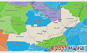 Shaded Relief 3D Map of Central, political shades outside