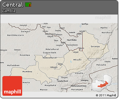 Shaded Relief 3D Map of Central, semi-desaturated