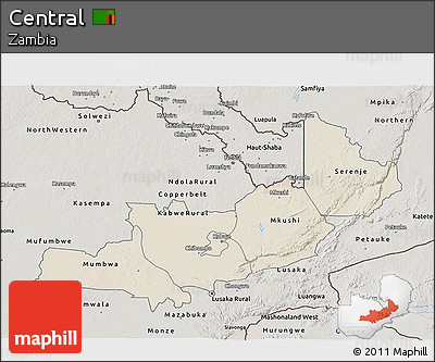 Shaded Relief 3D Map of Central, semi-desaturated