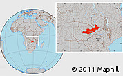 Gray Location Map of Central, within the entire country