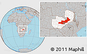 Gray Location Map of Central, highlighted country, within the entire country