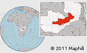 Gray Location Map of Central, highlighted country, hill shading