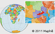 Political Location Map of Central, within the entire country