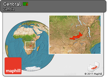 Satellite Location Map of Central, within the entire country