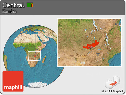 Satellite Location Map of Central, within the entire country