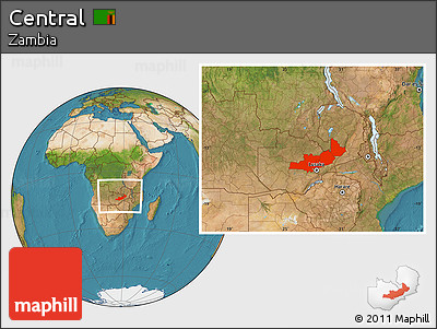Satellite Location Map of Central, within the entire country