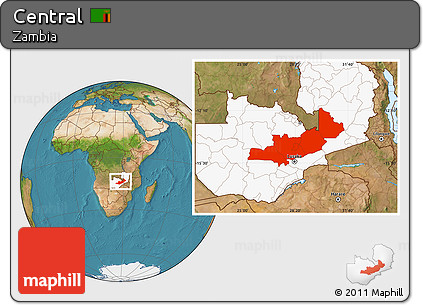 Satellite Location Map of Central, highlighted country
