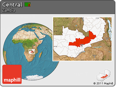 Satellite Location Map of Central, highlighted country