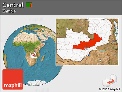 Satellite Location Map of Central, highlighted country